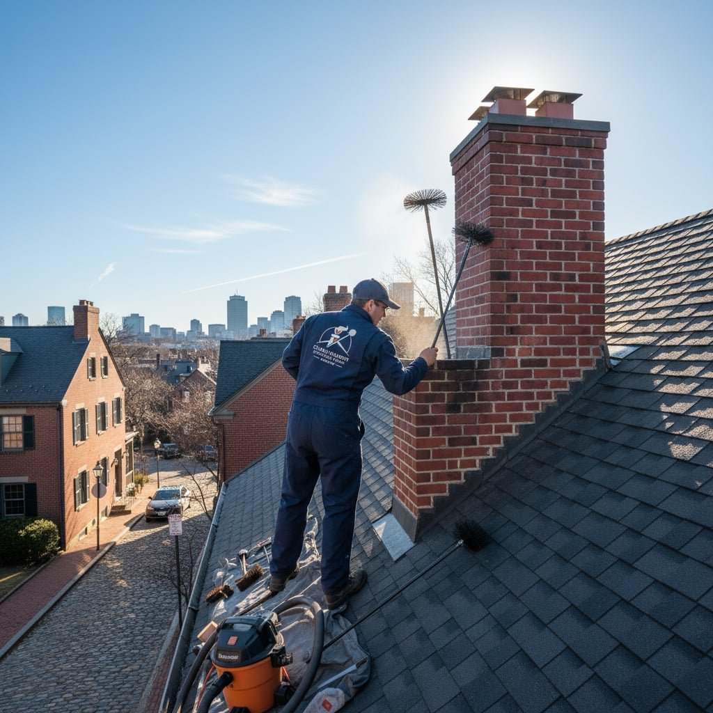 Clean Hearth Chimney Sweep team working on chimney